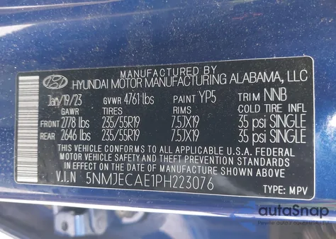 2023 Hyundai Tucson Limited z USA, uszkodzony, nr VIN 5NMJECAE1PH223076